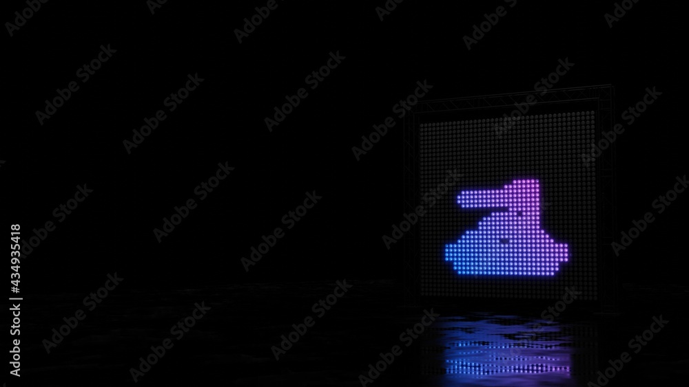 Poster 3d rendering of light shaped as symbol of spaghetti on black background