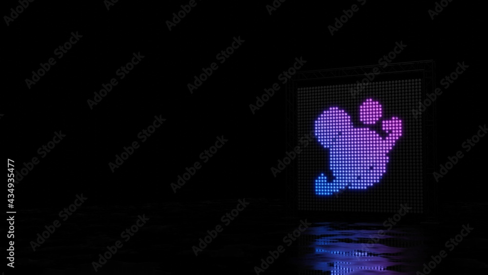 Poster 3d rendering of light shaped as symbol of solar system on black background