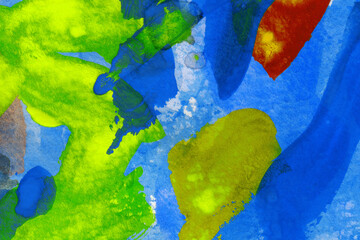 水彩テクスチャ背景(カラフル) 斑のある水彩塗りのシンプルな画像
