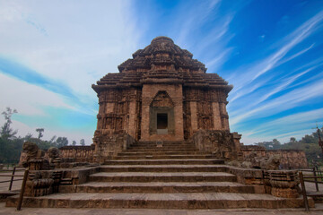 Stone Carvings On 13th century Ancient Hindu world heritage conservation Architecture At Konark Sun Temple Odisha