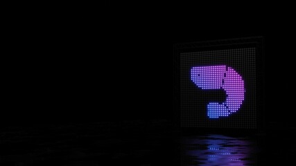 3d rendering of light shaped as symbol of shrimp on black background