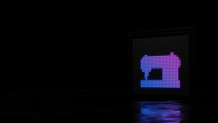 3d rendering of light shaped as symbol of sewing machine on black background