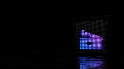 3d rendering of light shaped as symbol of sardelle on black background