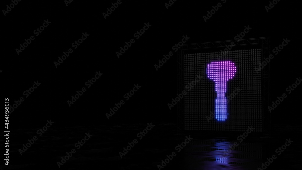 Poster 3d rendering of light shaped as symbol of razor on black background