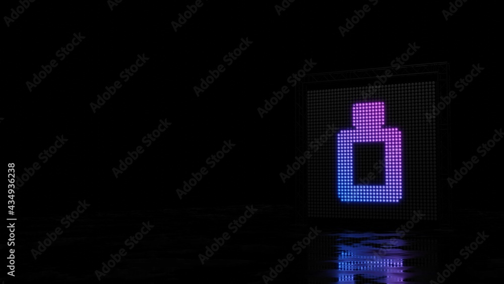 Poster 3d rendering of light shaped as symbol of perfume on black background