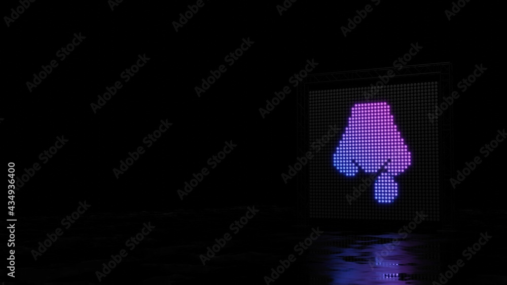 Poster 3d rendering of light shaped as symbol of nose on black background