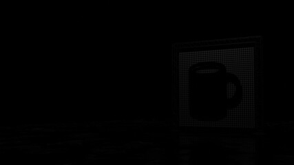 3d rendering of light shaped as symbol of mug on black background