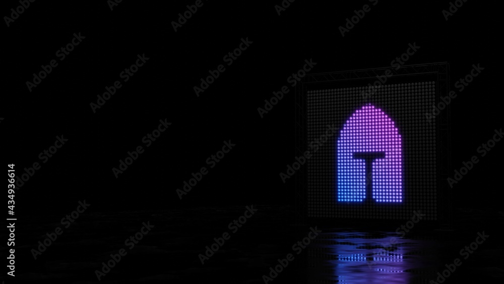 Poster 3d rendering of light shaped as symbol of medieval helmet on black background