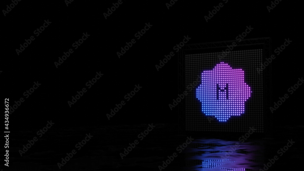 Poster 3d rendering of light shaped as symbol of manual camera on black background