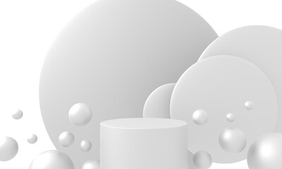 3d white background products display podium scene with geometric platform. Stand display cosmetic product 3d background. Stage product on pedestal display . 3d illustration.