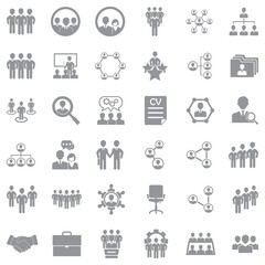 Teamwork Icons. Gray Flat Design. Vector Illustration.