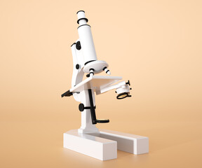 Microscope for laboratory research isolated on brown background.