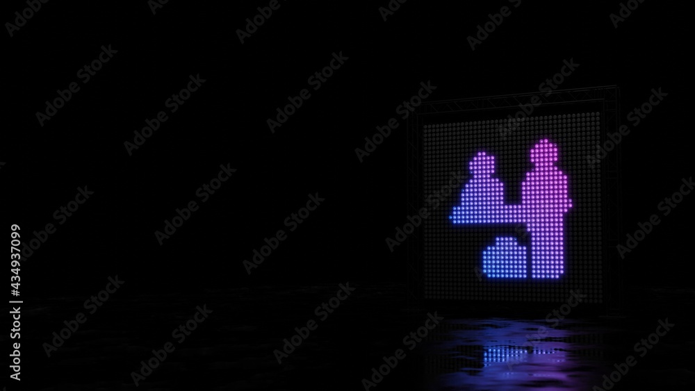 Poster 3d rendering of light shaped as symbol of check in desk on black background