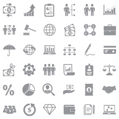 Trading Icons. Gray Flat Design. Vector Illustration.