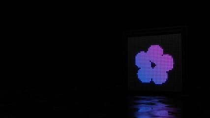 3d rendering of light shaped as symbol of cherry blossom on black background