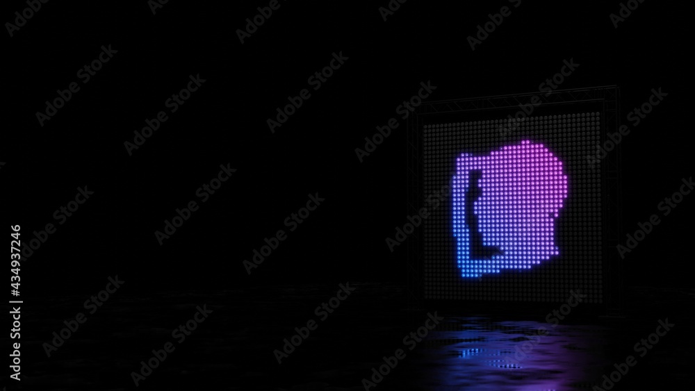 Poster 3d rendering of light shaped as symbol of head shield on black background