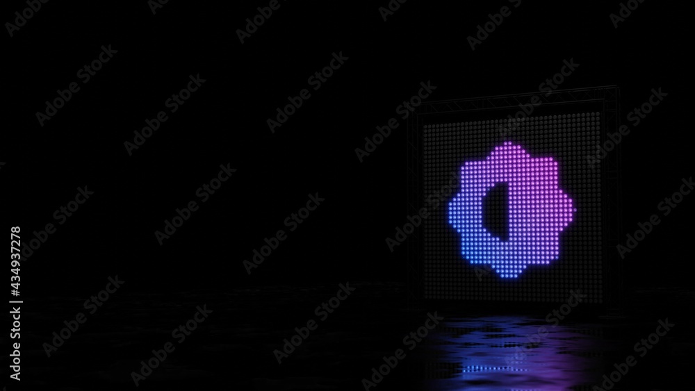Poster 3d rendering of light shaped as symbol of half camera on black background