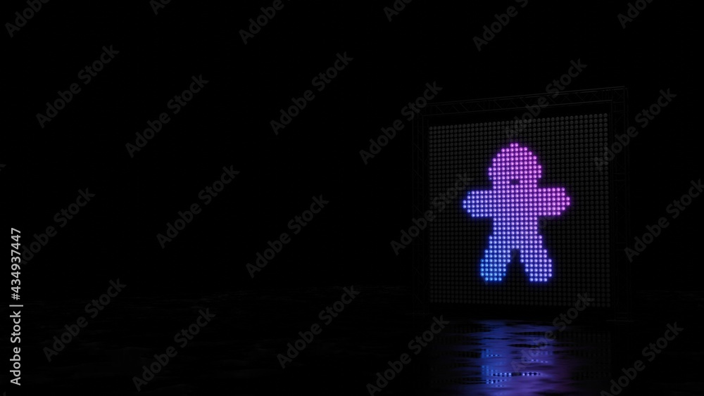Poster 3d rendering of light shaped as symbol of gingerbread on black background