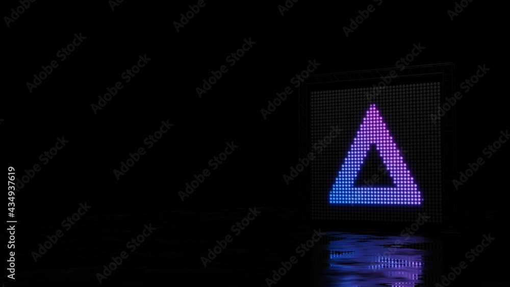 Poster 3d rendering of light shaped as symbol of fire symbol on black background