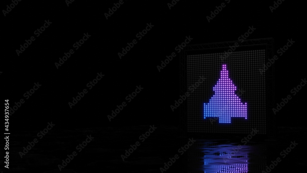 Poster 3d rendering of light shaped as symbol of fighter plane on black background