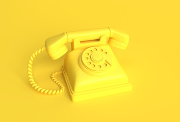 3D Render Concept of Old Telephone 3D art Design illustration.