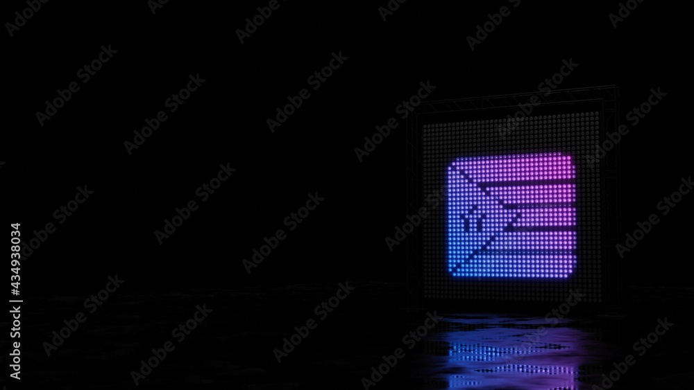 Poster 3d rendering of light shaped as symbol of cuba on black background