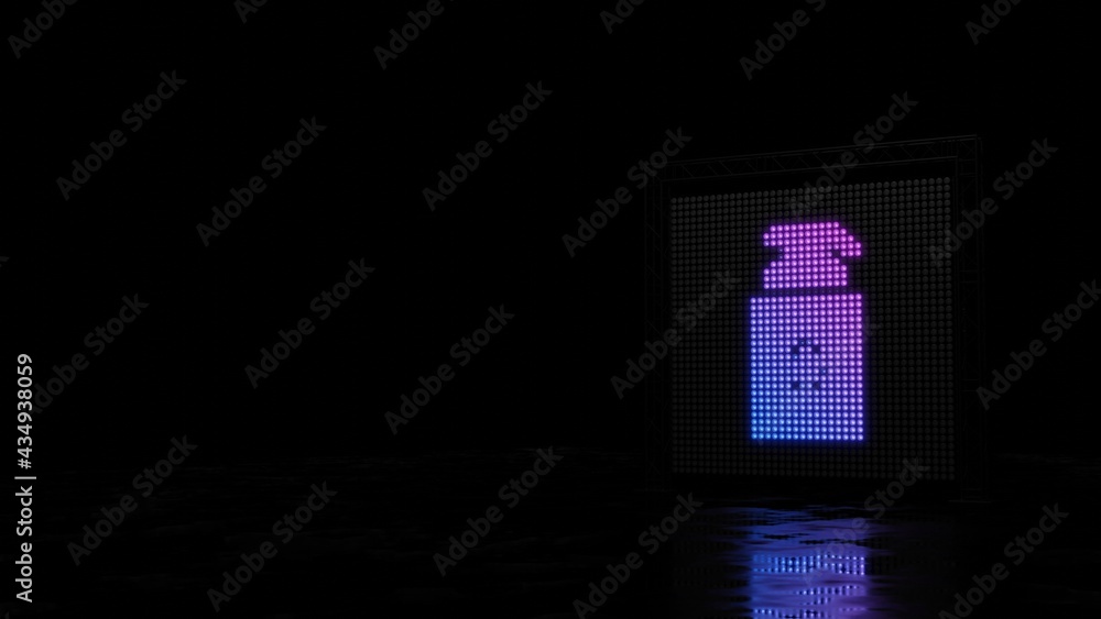 Poster 3d rendering of light shaped as symbol of cream on black background