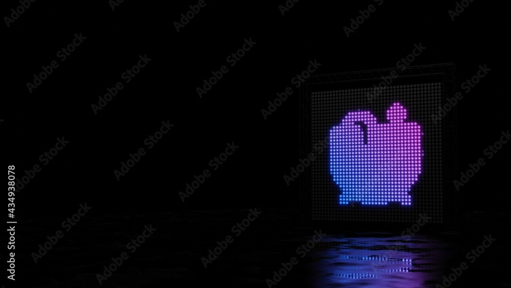 Poster 3d rendering of light shaped as symbol of cauldron on black background