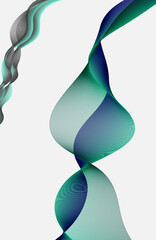 blue and green ribbons, line art