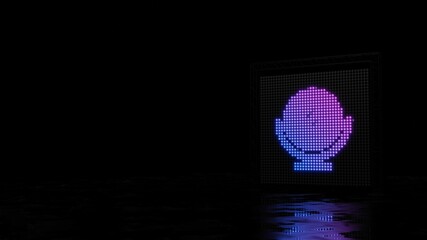 3d rendering of light shaped as symbol of cosmetic mirror on black background