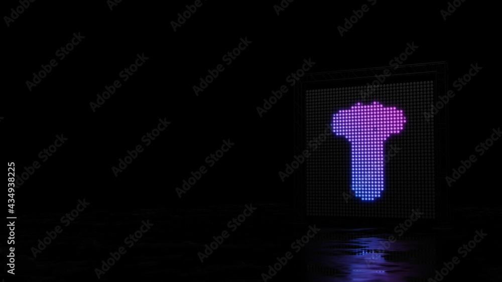 Poster 3d rendering of light shaped as symbol of celery on black background