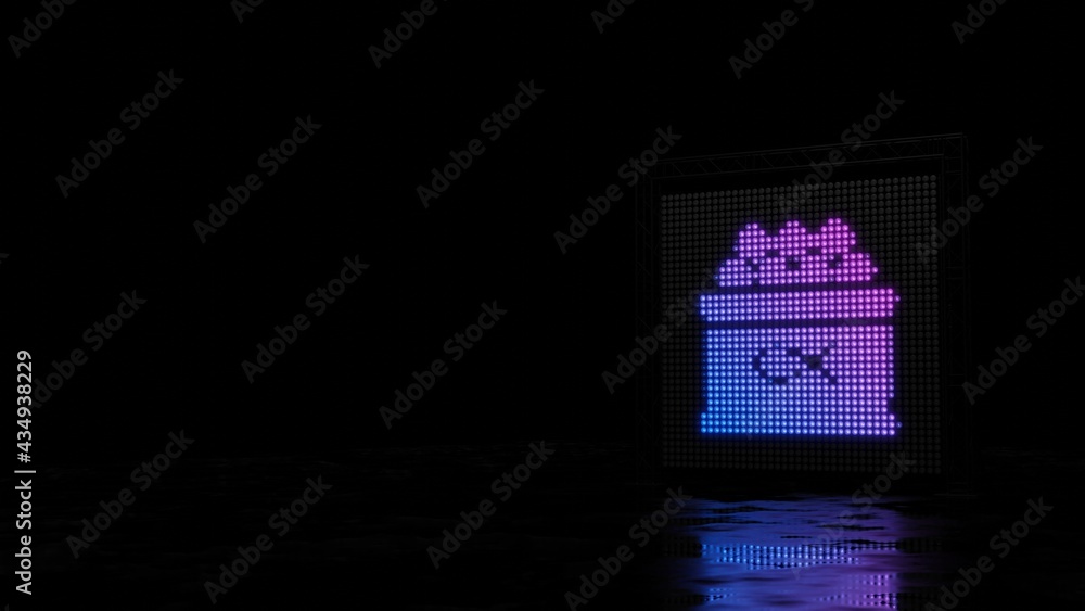 Poster 3d rendering of light shaped as symbol of caviar on black background