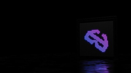 3d rendering of light shaped as symbol of cinema 3d glasses on black background