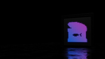 3d rendering of light shaped as symbol of can fish on black background