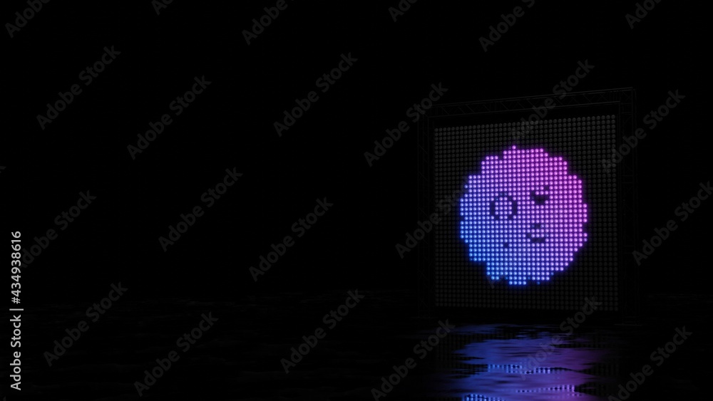 Poster 3d rendering of light shaped as symbol of bacterium on black background