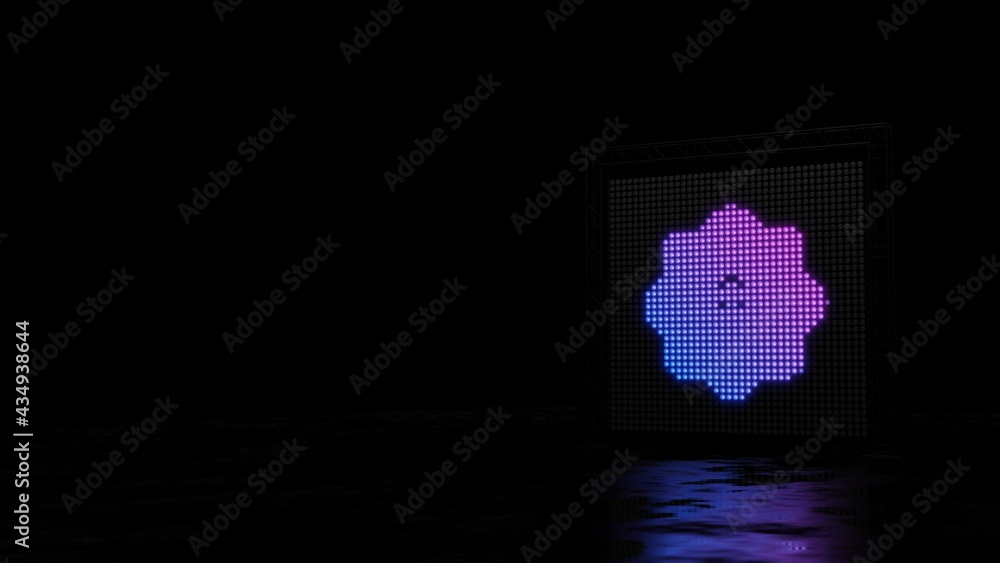 Poster 3d rendering of light shaped as symbol of auto camera on black background