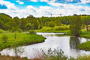 landscape with lake and trees