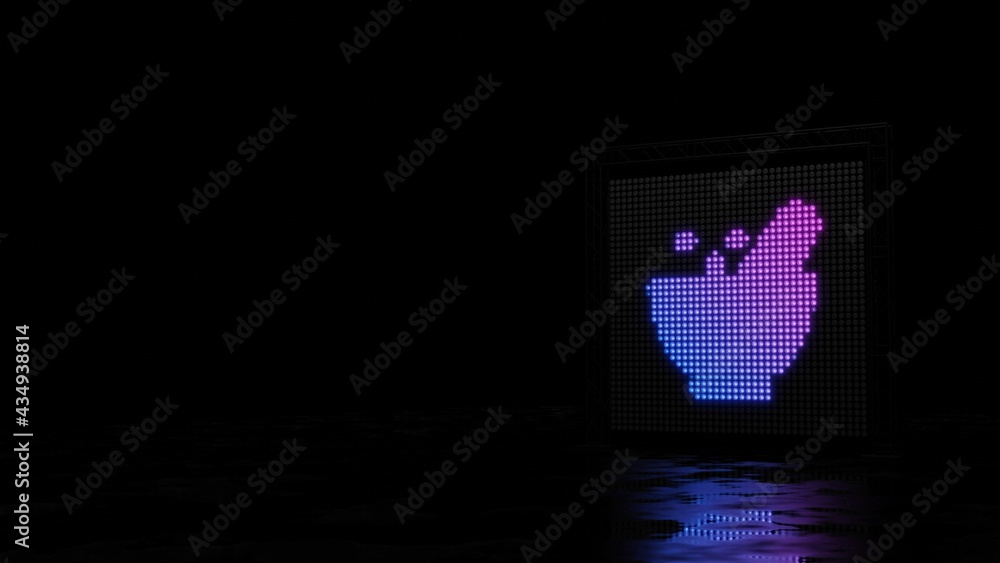 Poster 3d rendering of light shaped as symbol of alchemy mortar on black background