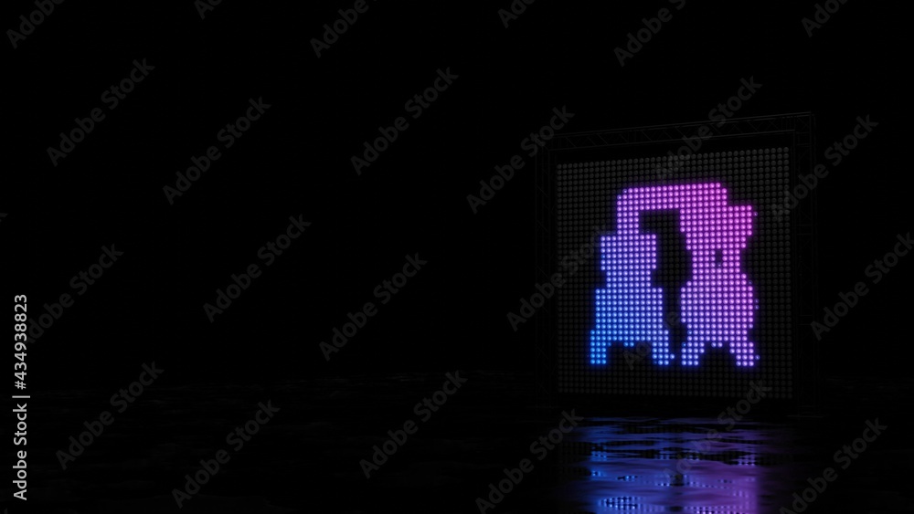 Poster 3d rendering of light shaped as symbol of alchemy on black background