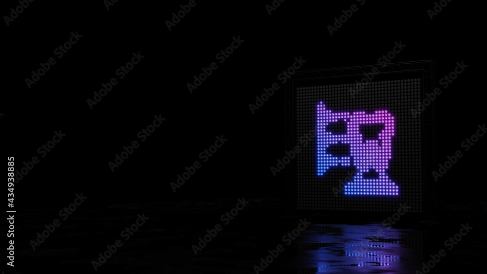 Poster 3d rendering of light shaped as symbol of 3d print stomatology on black background