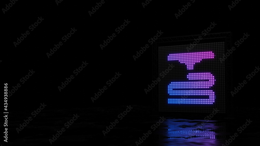 Poster 3d rendering of light shaped as symbol of 3d printing on black background