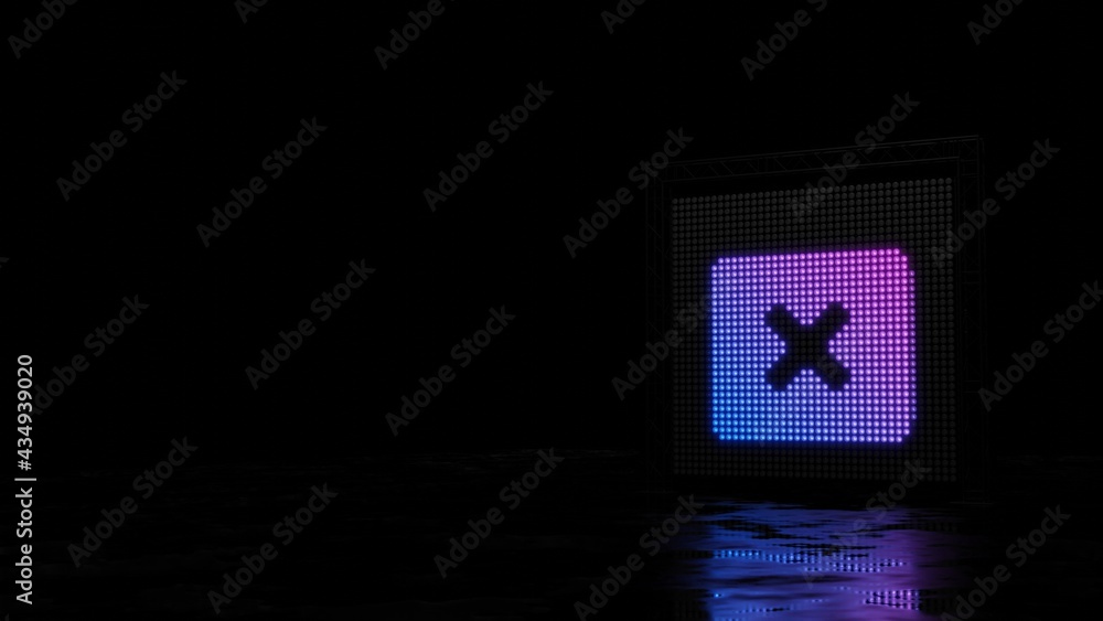 Poster 3d rendering of light shaped as symbol of window close on black background