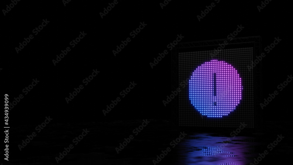 Poster 3d rendering of light shaped as symbol of warning on black background