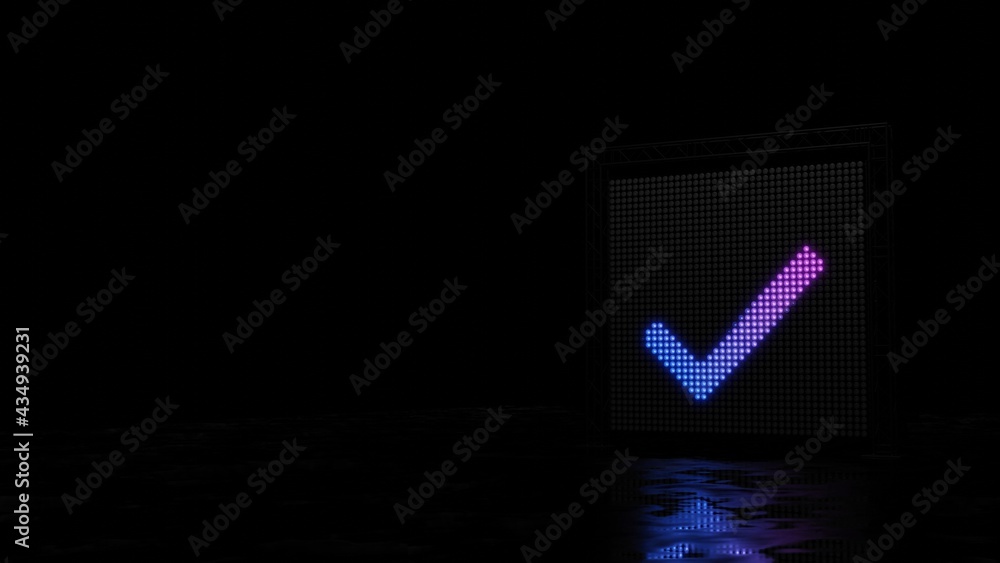 Aufkleber 3d rendering of light shaped as symbol of verification mark on black background