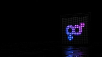 3d rendering of light shaped as symbol of Venus mars on black background