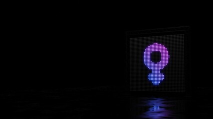 3d rendering of light shaped as symbol of Venus on black background