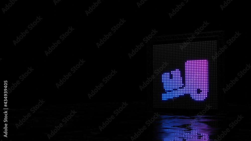 Poster 3d rendering of light shaped as symbol of truck loading on black background