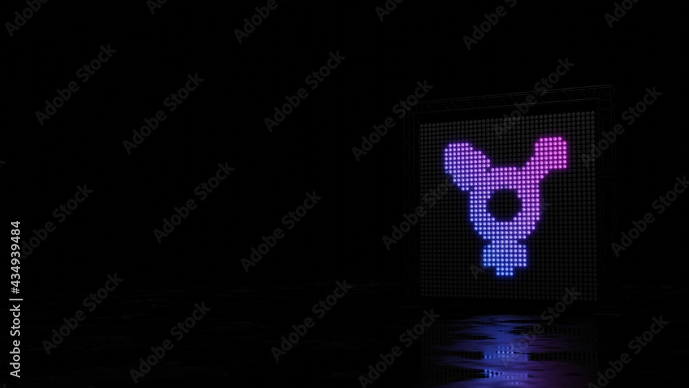 Poster 3d rendering of light shaped as symbol of transgender alt on black background