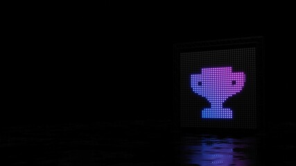 3d rendering of light shaped as symbol of trophy on black background