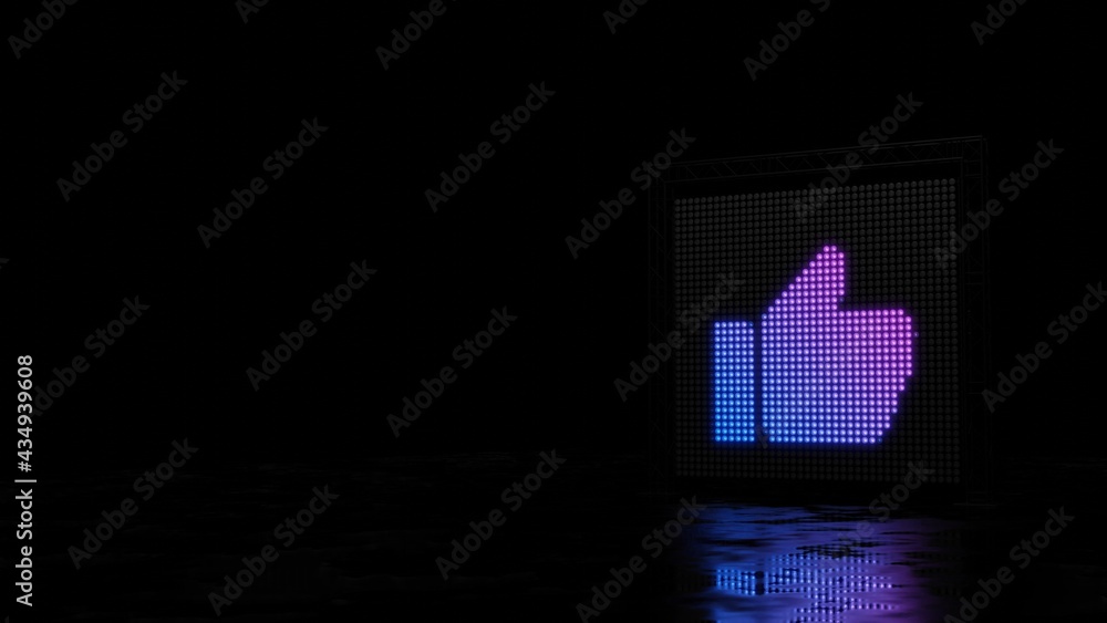 Aufkleber 3d rendering of light shaped as symbol of thumb up button on black background